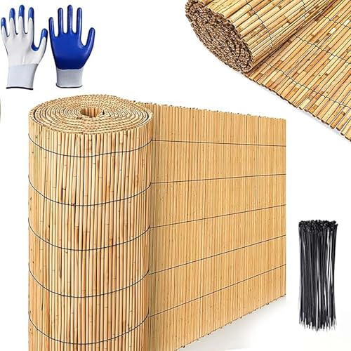 Barres de clôture robustes en bambou pour extérieur, décoration de jardin, 0,9 x 3 m, balustrade en bambou pour balcon et jardin, naturel