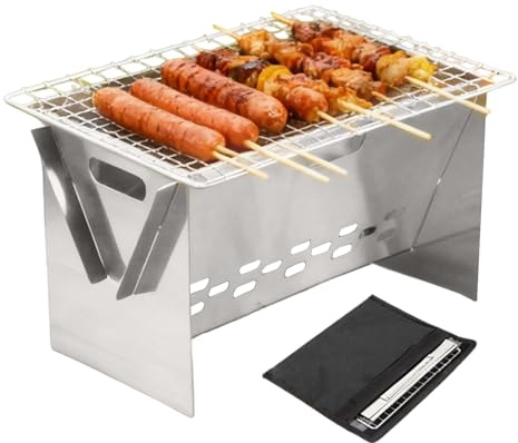 Holzkohlegrill, Kochgerät, faltbar, mit Transporttasche – tragbarer Grill, für Garten, Terrasse, Kochen, Grill, Picknick, Wandern, Tailgating