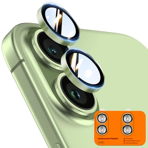 TOCOL 2 Pack for iPhone 17 Camera Lens Protectors | Individual Tempered Glass Protectors, Easy Installation, Case Friendly, Anti-Scratch, HD Night Shooting Mode, Light Green