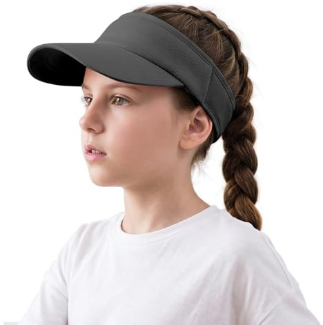 DRESHOW Casquette Visière Enfant pour Filles Garçons Visière de Sport Élastique Respirante Protection Anti-UV pour Tennis Golf Plage été et Plein Air Adaptée aux Enfants de 3 à 10 Ans