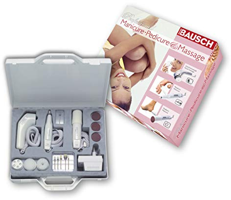 Bausch 0338 Komplettes Beauty-Set im Koffer: Handliches Maniküre-/ Pediküregerät, Hornhautschleifer PEDIPEEL, Gesichtsmassagegerät umfangreiches Zubehör, Fußpflege, Handpflege, Gesichtspflege
