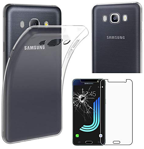 ebestStar - Hülle für Samsung Galaxy J5 2016 SM-J510F, Silikon Handyhülle Cover, Klar TPU Schutzhülle, Slim Handy Case, Transparent + Panzer Schutz Glas