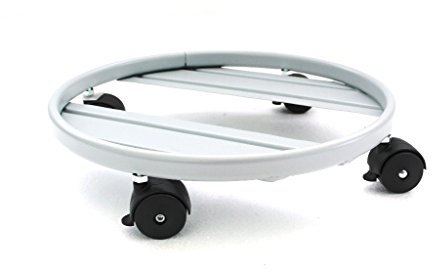 Round plant pot trolley with wheels - cm. 30 aluminum -