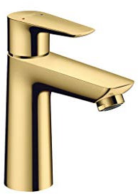 hansgrohe Wasserhahn Talis E (wassersparende Armatur mit hohem Auslauf 110mm, Zugstangen- Ablauf), Polished Gold Optic