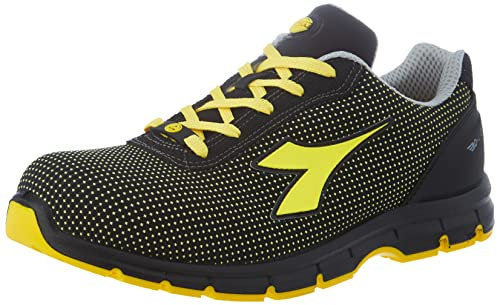 Diadora Run Atom Low S3 SRC ESD, Scarpe da Ginnastica Uomo, Black/Yellow Croms, 45 EU