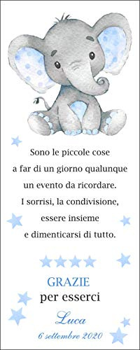 segnalibro battesimo bimbo segnaposto battesimo elefantino personalizzato 30 pezzi tutti i colori disponibili