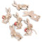 Logbuch-Verlag 6 kleine Osterhasen Holz mit Klebepunkt 8,5 x 3,5 cm Geschenk Ostern Deko mini Tischdekoration