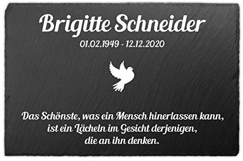 Paule Black Gedenktafel für Menschen mit UV-Druck Schiefer 30 x 20 cm - Individueller Text