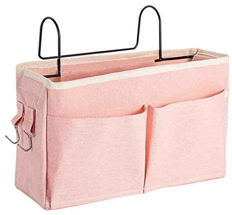 Fenteer Multi-functional Bedside Caddy Bedside Storage Bag Classified Storage for College Room, Kids Bunk Bed Night Hanging Storage Organizer, Pink