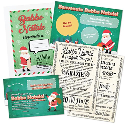 Idee Regali Bambini Natale Originali - Pergamena Risposta alla Lettera Babbo Natale - Invito e Tovaglietta per Babbo Natale - Idea Regalo Originale Bambino Bambina