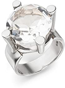 Bergkristall Ring Goldschmiedearbeit aus Deutschland (Sterling Silber 925) Bergkristall ca. 16 mm mit Wert-Expertise