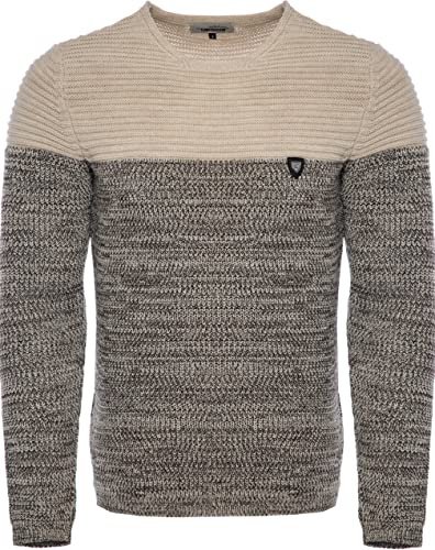 Karl´s People Herren Strick-Pullover Rundhals mit Logopatch | Männer Winter-Pullover |stylischer Herren Strick-Pulli | Warmer Männer Pulli Grobstrick| Herren Basic Longsleeve Sweatshirt Sweater K-114