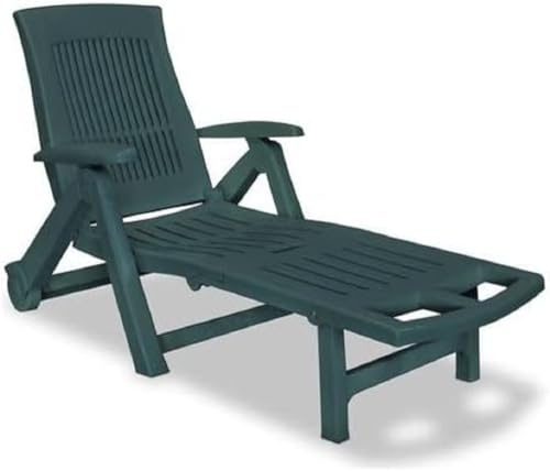 Dmora - Sonnenliege Livorno, verstellbarer Garten-Liegestuhl mit Rollen, Outdoor-Liege, 100 % Made in Italy, 195 x 72 x 101 cm, Grün