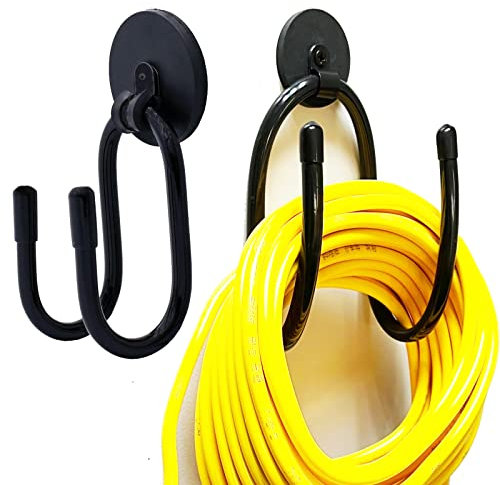 2 Pack Magnetic Extension Cord Holder Hanger Organizer Cable Hanger Cord Storage Hanging Hook for House, Basement, RV, Garage - Cables, Hoses, Ropes- Type W