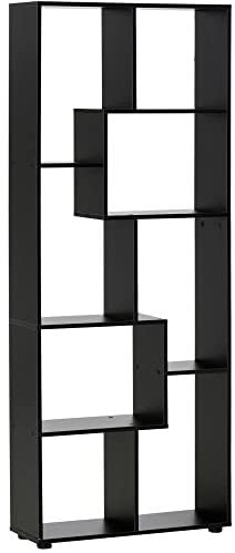 HOMCOM Bücherregal, Zickzack-Design, modernes Design, 70 x 24 x 178 cm, Spanplatten, Schwarz