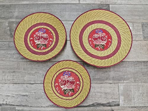 Cesto Cestino CANESTRO sardo DA PARETE O X dolci broccato costume sardo BORDEAUX (42 X H 7 Cm)