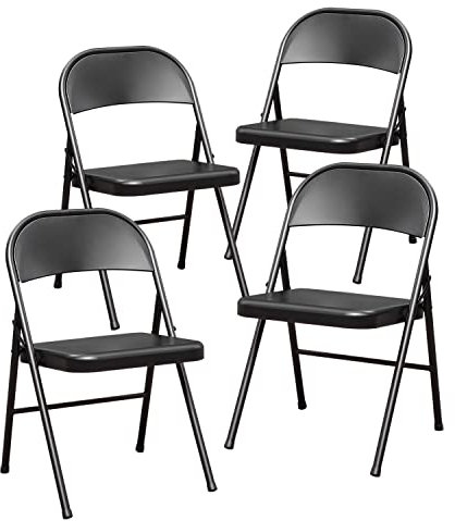 BOOSDEN Klappstuhl Balkon, 4er Set, Klappstuhl Metall,Shwarz, Klappsessel, Stapelstuhl, Garten Klappstuhl, Balkonstuhl, Klappstuhle für Küche, Esszimmer, Büro, Outdoor, Garten, Balkon