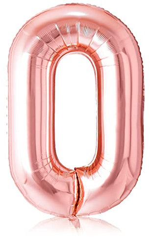 Bluelves Palloncini Compleanno 0 Rosa Gold,101 CM Palloncino Numero 0,Numero 0 Palloncino Compleanno, Decorazioni Festa Compleanno - Gonfiabili Elio o Aria