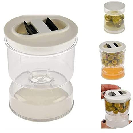 Bocal à Cornichons en Acrylique, Couvercle étanche à L'air Hermétique Bocal à Kimchi Bocal à Cornichons Sablier Bocal Séparateur de Jus de Cornichons Sablier pour Olives