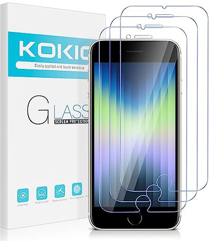 Kokio Vetro Temperato per iPhone 7/8/SE 2020 4,7 Pollici, 3 Pezzi Durezza 9H Pellicola Vetro Protettiva Compatibile con iPhone 7/8, Ultra Resistente, Facile da installare