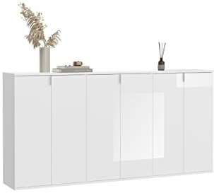 xonox.home - Garderobenkombination Projekt X 3-TLG. Set 183x99x34 cm in weiß und weiß Hochglanz - Eingangsbereich Dielenmöbel Garderobenschrank Flurmöbel - schöner Blickfang funktional