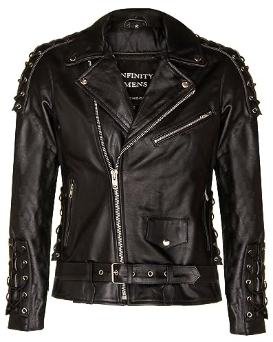 Herren FRINGE Hide Leder Brando Schwarz Tassled Motorradjacke