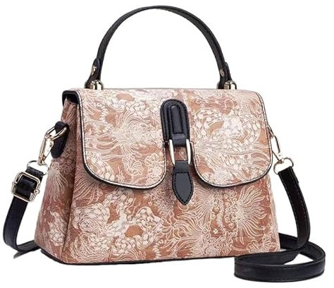 compulsoryking Borse da donna in pelle verniciata con manico stampato ricamato a contrasto borse per borsa da donna, Giallo, 24*11*17CM