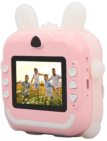 Niedliche Sofortbildkamera mit HD Aufnahmen, Interessanten Bilderrahmen, HD Bildschirm, Langlebigem Akku, fürab 3 Jahren (PINK)