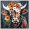 ARTland Wanddeko Wandbild Alu Verbundplatte für Innen & Outdoor Bild 70x70 cm Deko Modern Tiere Stier Kuh Blumen Kranz Farbe Porträt U5BI