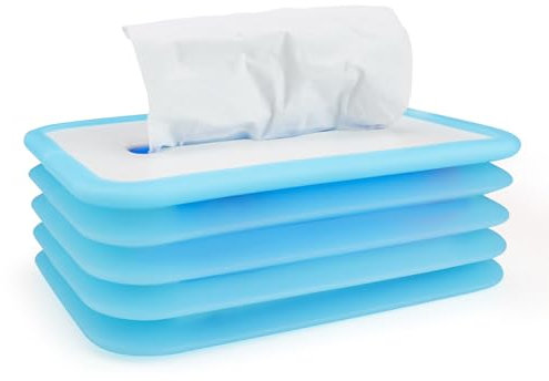 Taschentücher Box Spender, AMONENZ Faltbar Tücherbox, Kann Nachts Leuchten Box für Taschentücher, für Familie, Hotel, Büro, Esszimmer