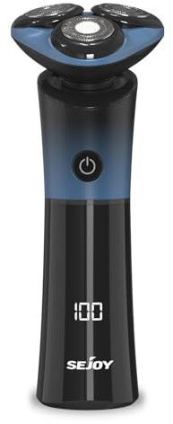 Sejoy Elektrorasierer Herren Wiederaufladbar, Magnetischer Kopf mit Schnellwechselklinge, Selbstschärfend, IPX6, Lange Lebensdauer Elektrorasierer für Männer, Skyline