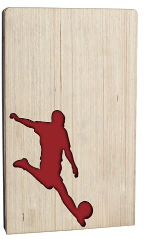 Art-Trophies At1132200 Trophée Sportif Bois et Acrylique Mixte, Naturel/Rouge, 20 cm