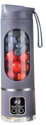 Jasaly Licuadora portátil eléctrica licuadora de frutas, recargable por USB, mini licuadora, exprimidor personal, 12 cortadores, 3 engranajes C