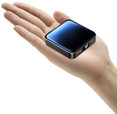 The Smallest 10000mAh Small Power Bank, Fast charge Mini Portable Charger, USB C Input/Output with Smart LED Display, with External Battery Bank for iPhone, iPad,Samsung, Android Phones, Tablet