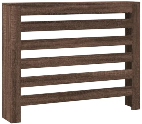 Gecheer Radiator Cover Wood Cabinet Heater Slats Covers Horizontal Slats for Living Room Bedroom Radiator Shelf Wooden Kitchen Bedroom Cabinet Engineered Wood Brown Oak 104x20x82 cm Engineered Wood