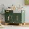ROBOTIME Toy Washing Machine Wooden Play Kitchen Age 3+, Kids Washer and Dryer Pretend Playset with Accessories, Realistic Sound & Iron Look, Toddler Play Kitchen Gift for Boys Girls Aged 3+(Vintage Green)