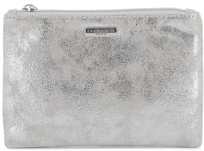 Flora & Co - Grand Portefeuille Porte-Monnaie Femme Irisé - Petite Pochette Plate Brillant Multifonction - Trousse de Rangement - Souple et Léger - Argent