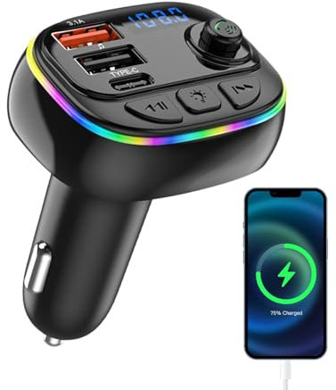 Lecteur de musique de voiture – Adaptateur de musique pour autoradio | Chargeur de voiture pour téléphones, Mp3 sans fil USB, lecteur Mp3 sans fil USB | Lecteur de musique puissant, adaptateur de musi