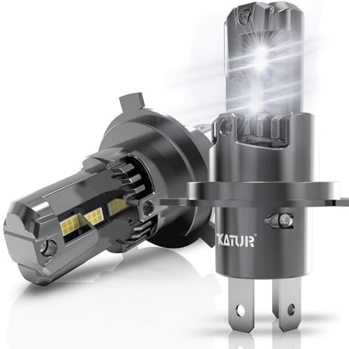 KATUR H4 Halogen Lampen, +500% 6000K Weiß 18000LM 90W Auto Lampe H4 Abblendlicht und Fernlicht H4 Halogen Scheinwerferlampe H4 9003 HB2 Halogen Glühbirne, 2 Stück