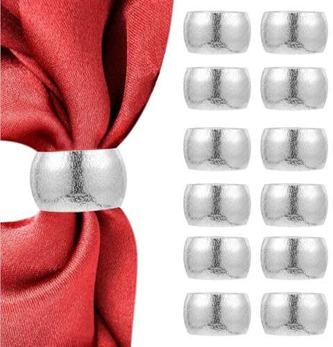 Esshogo 12 Stück Serviettenringe Silber, Servietten Ringe Napkin Rings, Silber serviettenring für tischservietten, Easter Napkin Rings