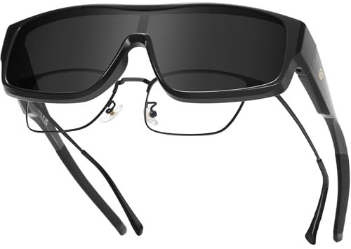 DUCO Herren und Damen Polarisiert Wrap Around Blendschutz Überbrille für Brillenträger Fit-over Polbrille Sonnenbrillen Unisex Brille UV400 Schutz DC8980 (Schwarzer Rahmen Grau Gläser)
