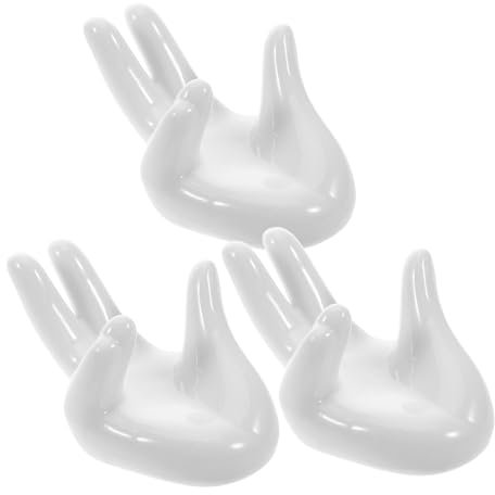 ASAKKURA Hand Shape Ceramic Egg Holder Easter Egg Cups 3pcs Decorative Stand Air Plant Pot Festive Kitchen Accessory