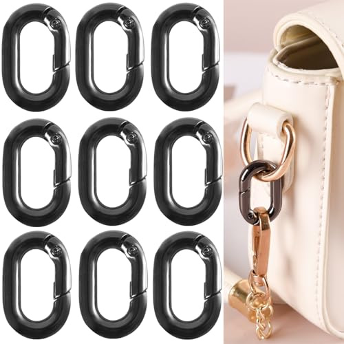 10 Pcs Mini Carabiner, Small Carabiner Clips, Carabiner Clip Small, Metal Carabiner Clip Dog Tag Clip Connector, Oval Carabiner Heavy Duty for Bag Pet Collar Lanyard Outdoor Camping