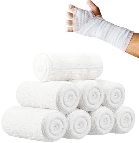 LDBKLGHJ Mullrollen 8er-Pack – Elastische und sterile Gazebinden für Wundversorgung, 4 Zoll x 5 Yards, latexfrei