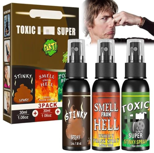 Furzspray, 3x Stinkbomben Extrem Set | 100% Lachgarantie | Pupsspray für Erwachsene, Furzspray Extrem Fart Spray, Scherzartikel mit Sicherem Geruch, Halloween Aprilscherz Prank Sachen