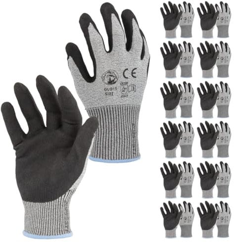 STI Guanti Anti Taglio antiscivolo palmo spalmato in nitrile touchscreen 8 M (Pacco da 12pz)