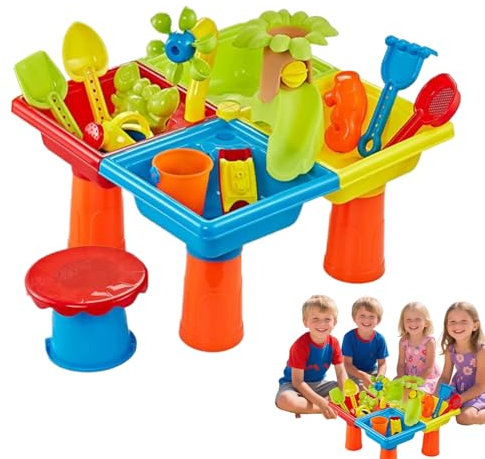 Sand- Und Wasser-Spieltisch - Strandspielzeug-Set, Spieltisch für drinnen und draußen | Lernspiel zur Stimulierung der Sinne von Kindern, Spielzeugzubehör für und Rag