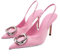 ETZRYSYB Tacchi Per Le Donne Delle Donne Sandali Con Tacco Alto Estate Rosa A Punta Decorazione D'oro Donna Tacco Alto Décolleté Slingback Mules, Colore unico, 36 1/3 EU