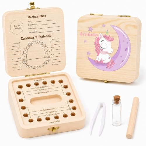 Sunshine smile Zahnfee Geschenke Mädchen,Zahndose Milchzähne Mädchen,Zahnbox für Milchzähne Junge,Jungen Souvenir Box,Zahndose Kinder,Einhorn Zahnschachtel,Aufbewahrungsbox für Baby Zähne