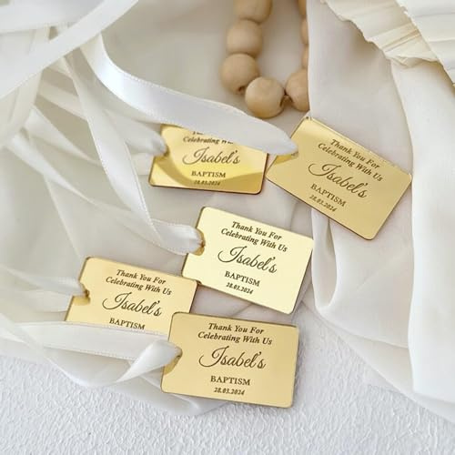 Personalisierbarer Acryl-Spiegelanhänger, personalisierbar, für Verlobung, Gastgeschenk, Acryl-Geschenkanhänger für Gastgeschenke, Taufe, Hochzeit, Verlobung (10–100 Stück)